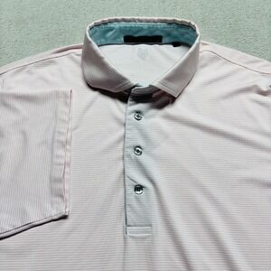 Greyson Men's L Pink Striped Golf Performance Lightweight Polo Short Sleeve